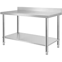 Aufun - Mesa de trabajo de acero inoxidable- mesa de cocina- altura regulable- mesa de trabajo de acero inoxidable para…